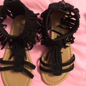 Little girls black gladiator sandals